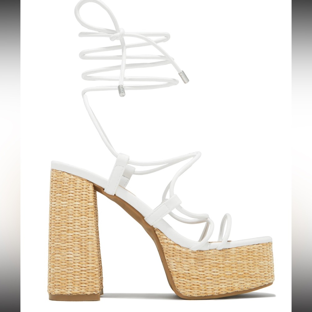 Lace up platform block heels- Miss Lola